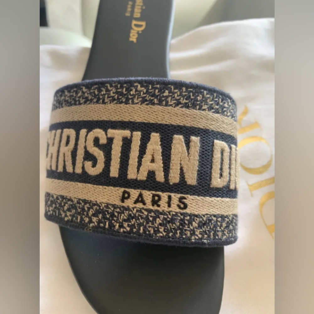 Dior Blue and Black Sandals with Signature Logo Design - Picture 6 of 8